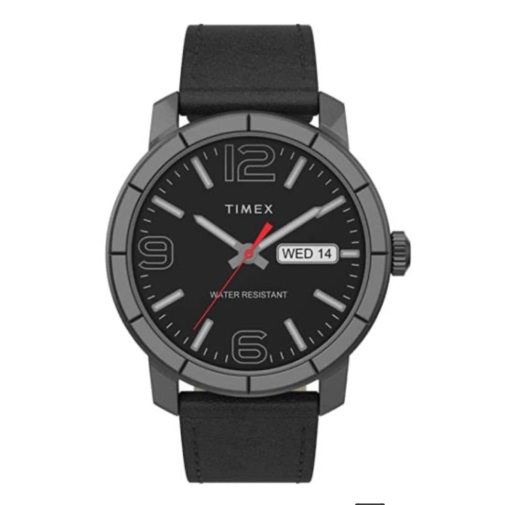 Timex‎ TW2T72600 Men's Black Leather Strap Black Dial Analog Watch